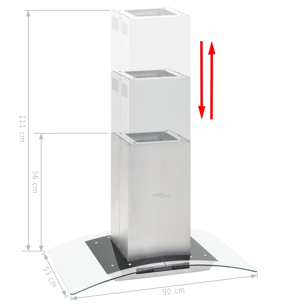 Köksfläkt med LCD för köksö 90 cm 756 m³/tim LED