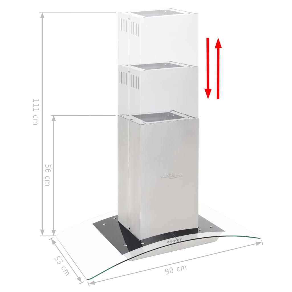 Köksfläkt för köksö 90 cm rostfritt stål 756 m³/tim LED