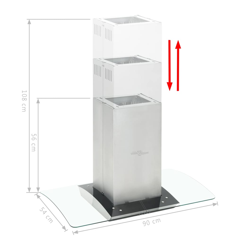 Köksfläkt för köksö 90 cm rostfritt stål 756 m³/tim LED