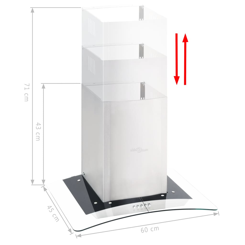 Väggmonterad köksfläkt 60 cm rostfritt stål 756 m³/h LED