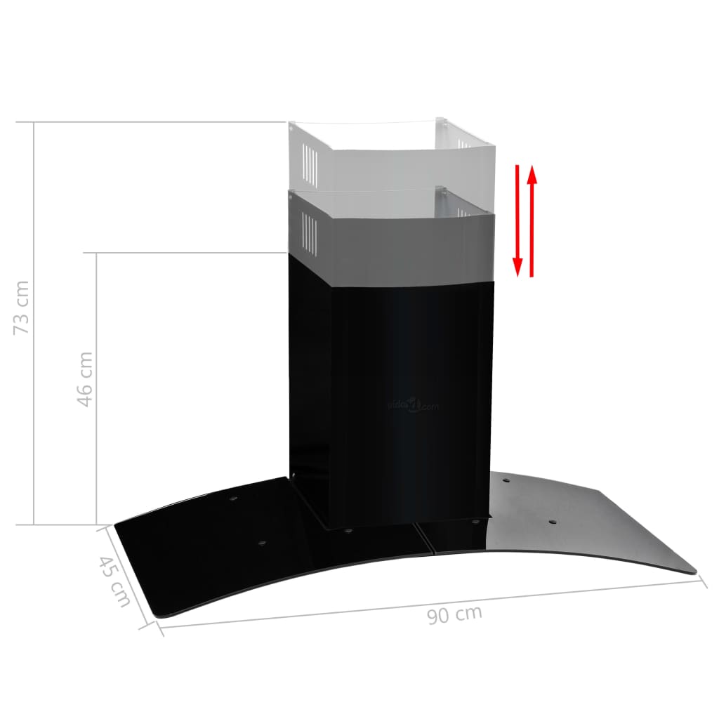 Väggmonterad köksfläkt rostfritt stål 756 m³/h 90 cm svart