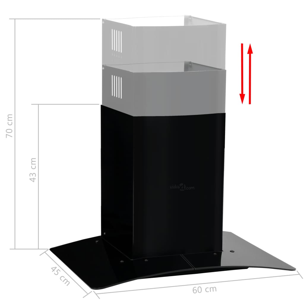 Väggmonterad köksfläkt rostfritt stål 756 m³/h 60 cm svart