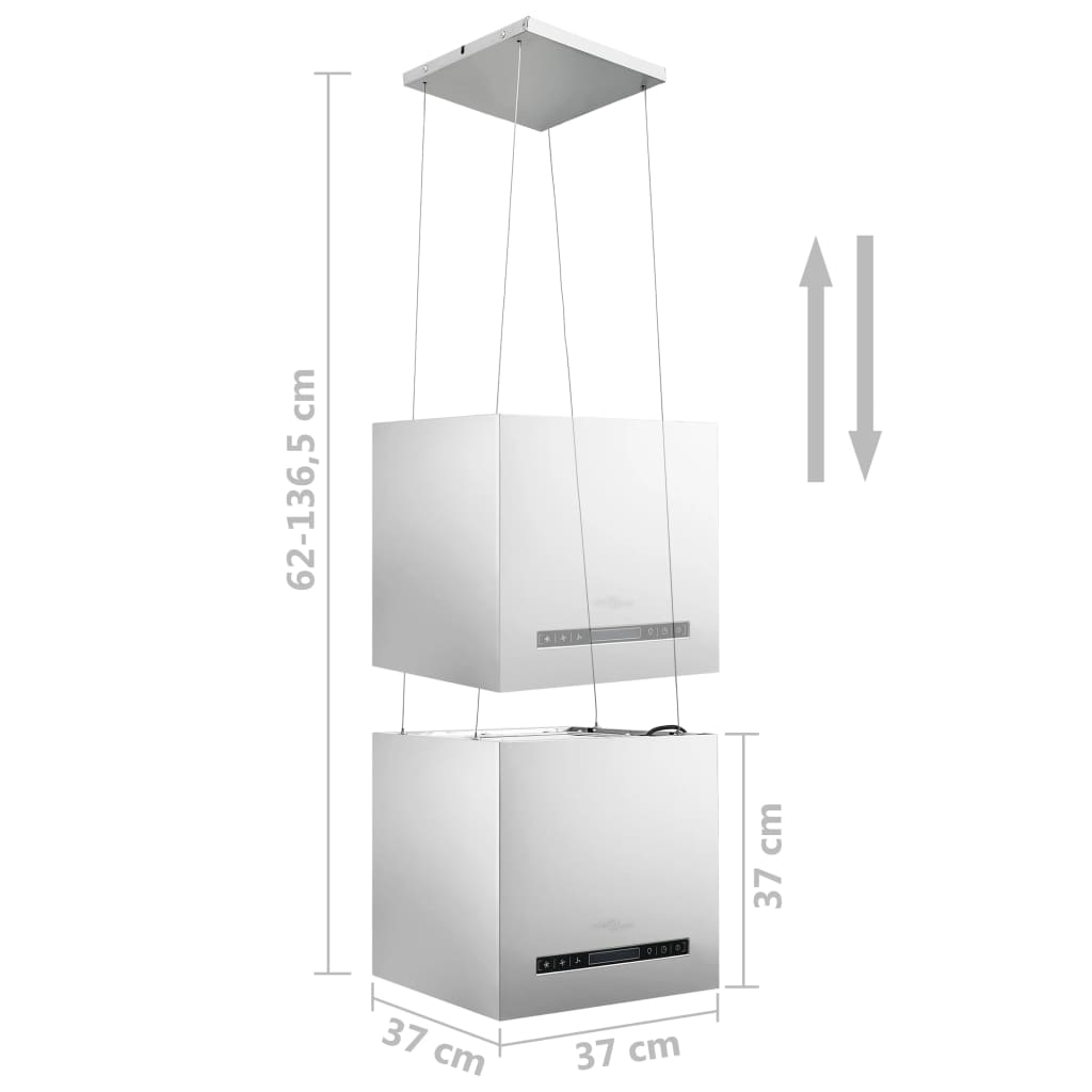 Hängande köksfläkt touchsensor LCD 37 cm rostfritt stål