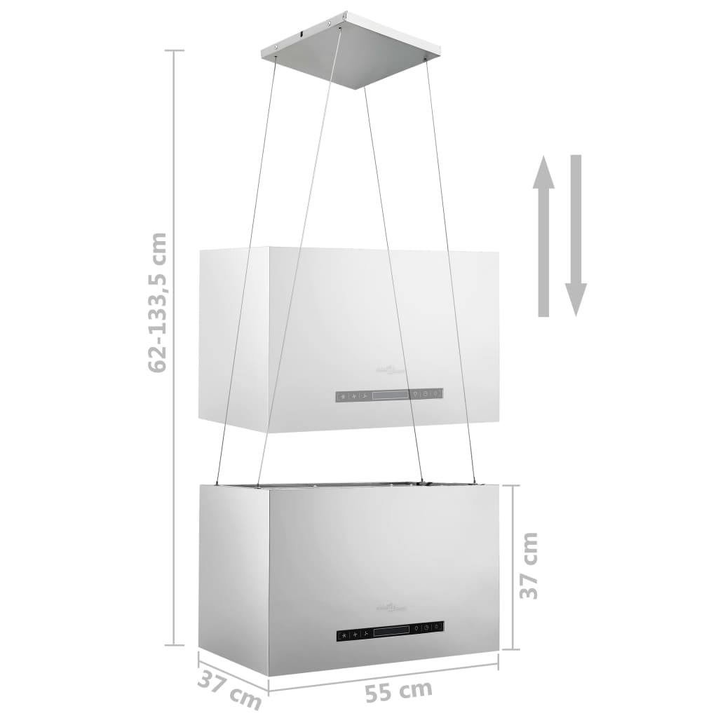 Hängande köksfläkt touchsensor LCD 55 cm rostfritt stål