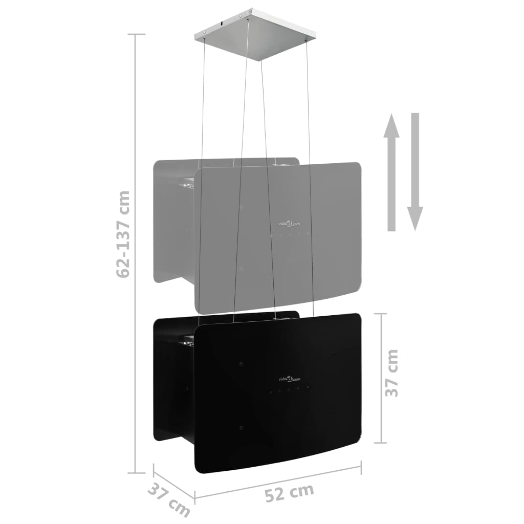 Hängande köksfläkt touchsensor LCD härdat glas