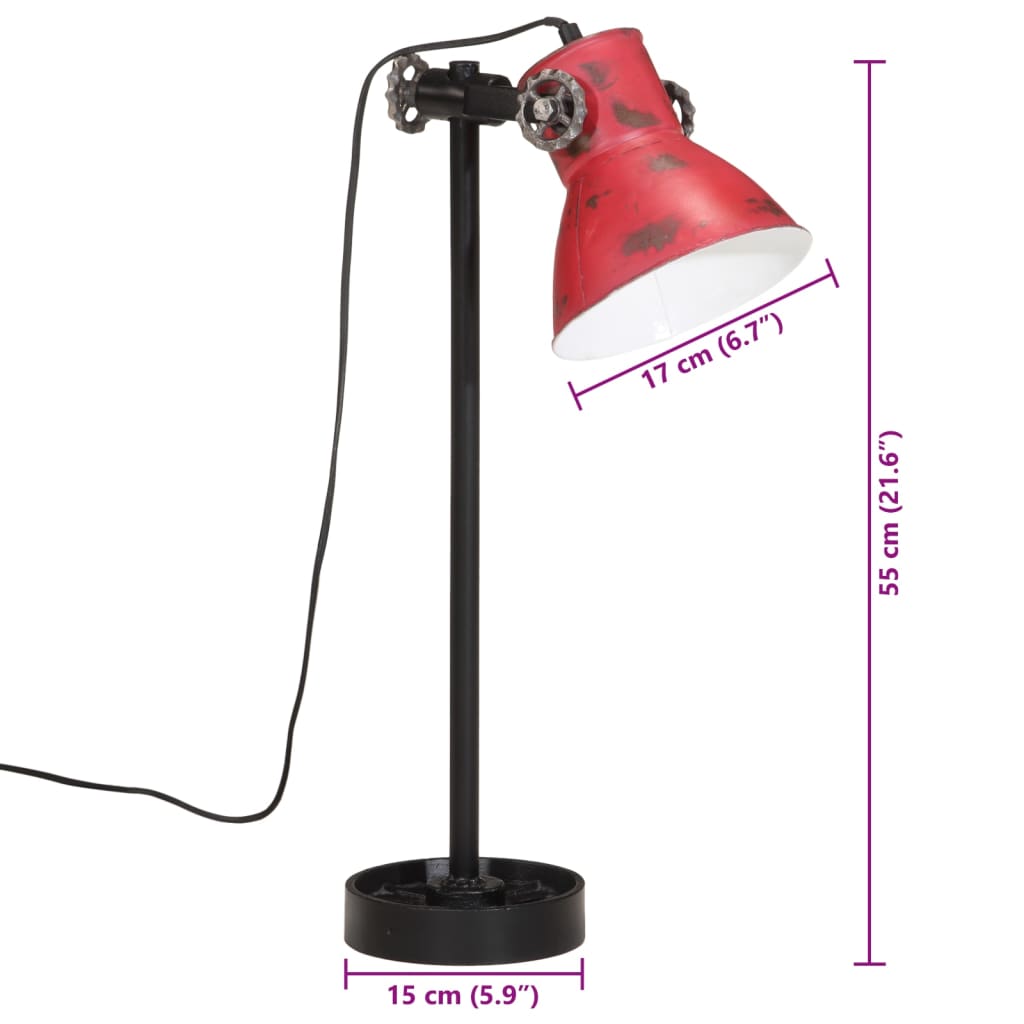 Skrivbordslampa 25 W nött röd 15x15x55 cm E27