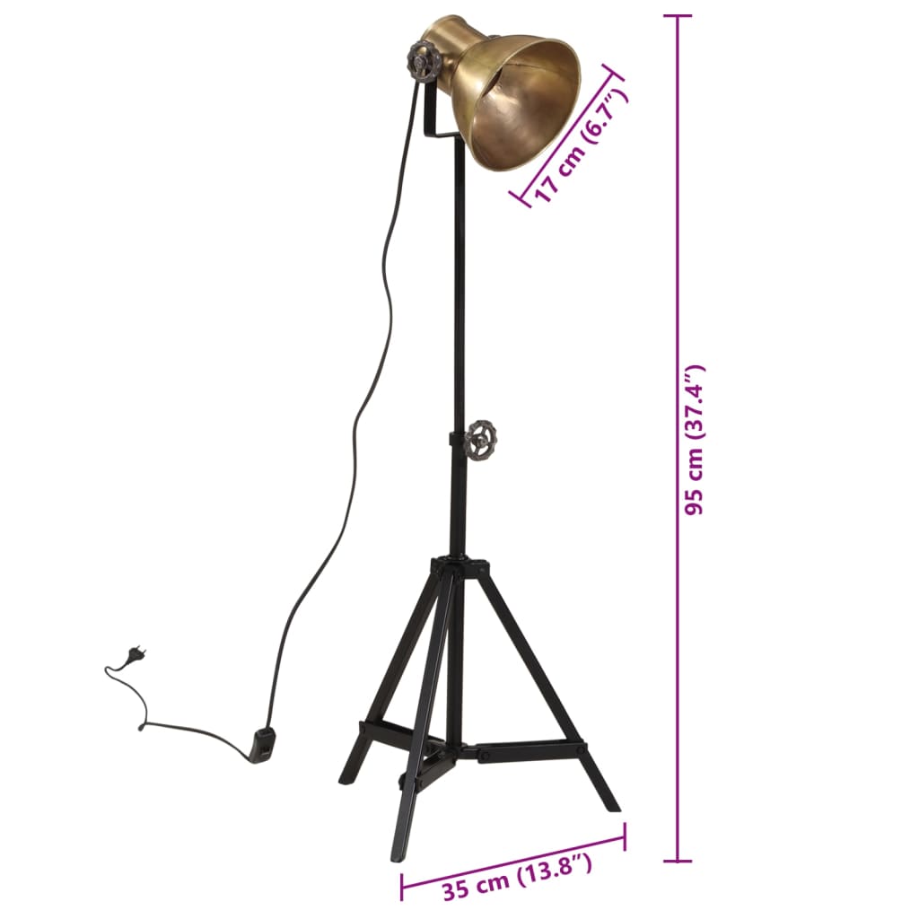 Golvlampa 25 W antik mässing 35x35x65/95 cm E27