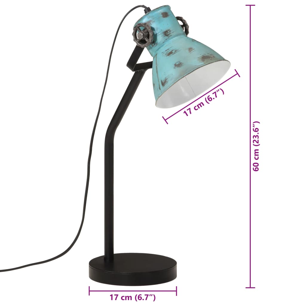 Skrivbordslampa 25 W nött blå 17x17x60 cm E27