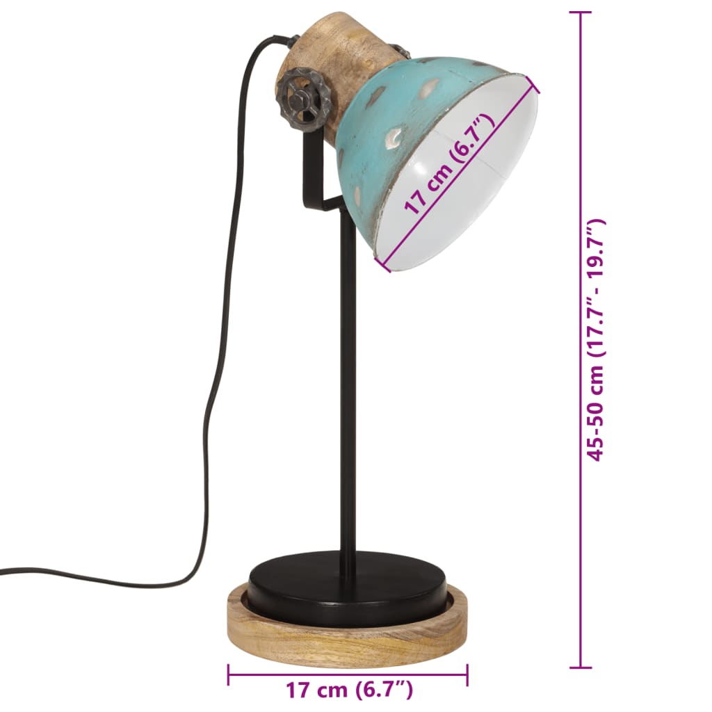 Skrivbordslampa 25 W nött blå 17x17x50 cm E27