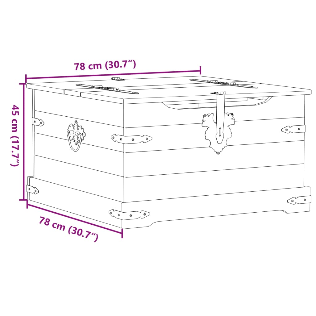 Förvaringslåda Corona 78x78x45 cm massiv furu