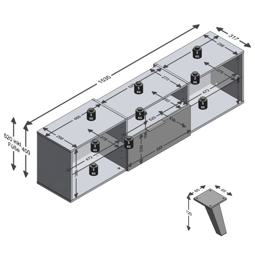 FMD Tv-bänk 153,5x31,7x52 cm svart