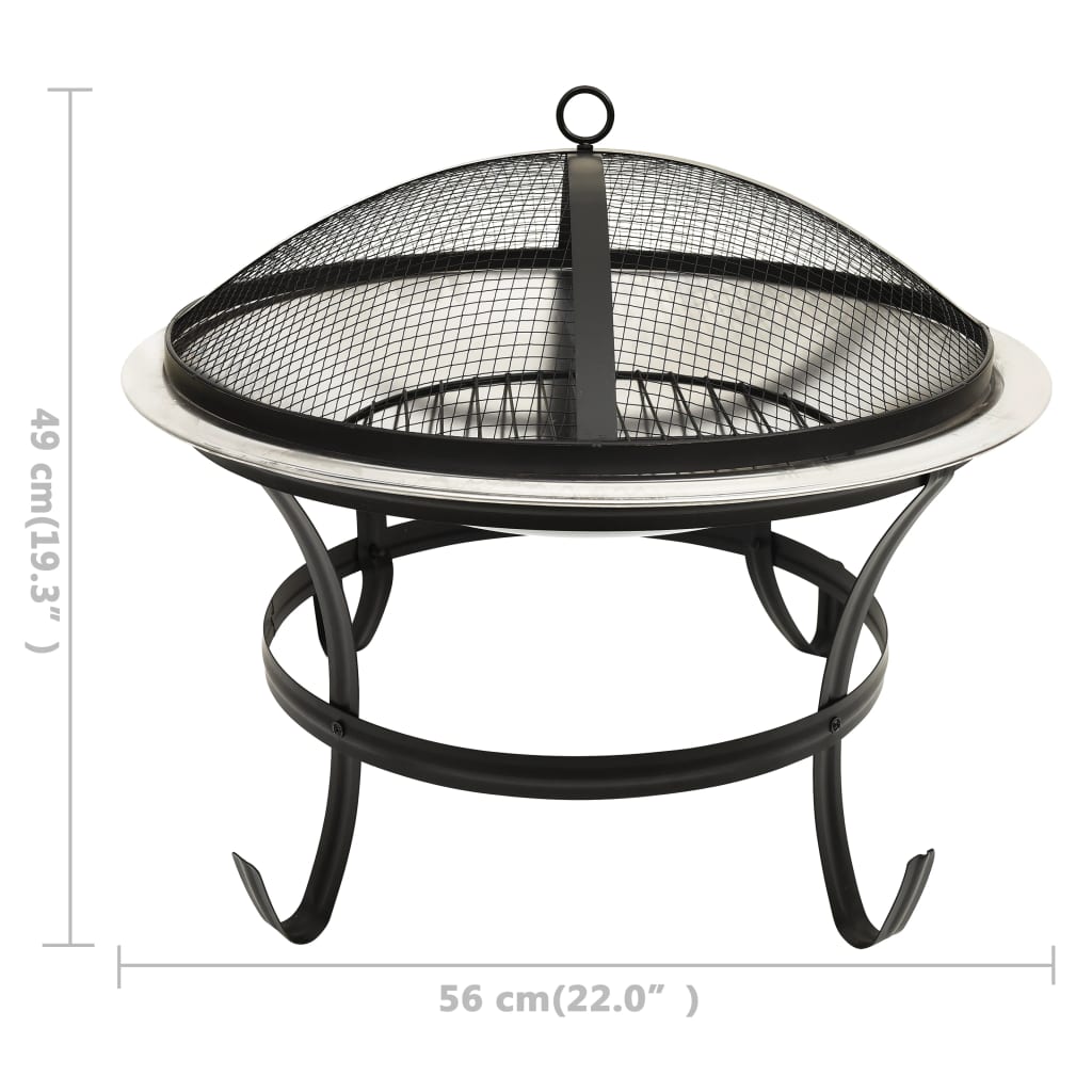 2-i-1 Eldstad grill och eldgaffel 56x56x49 cm rostfritt stål