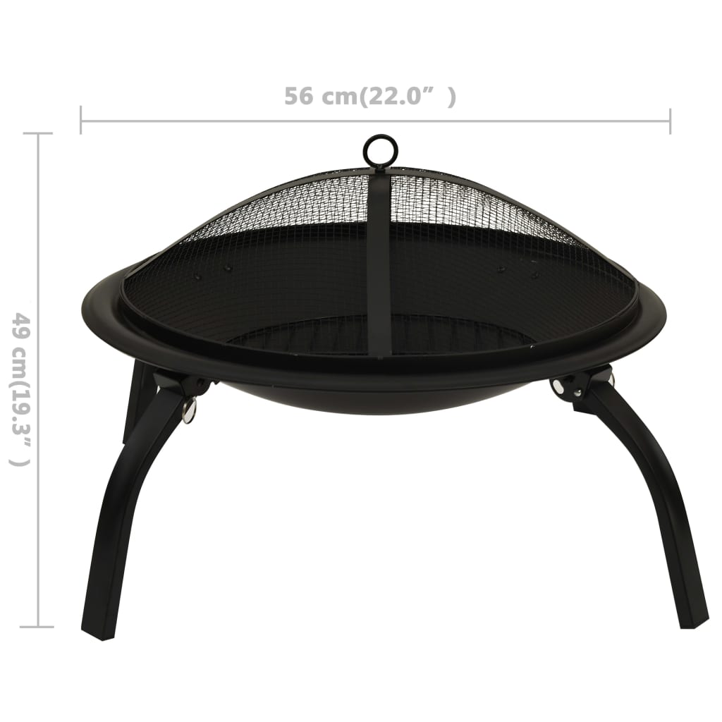 2-i-1 Eldstad med grill och eldgaffel 56x56x49 cm stål