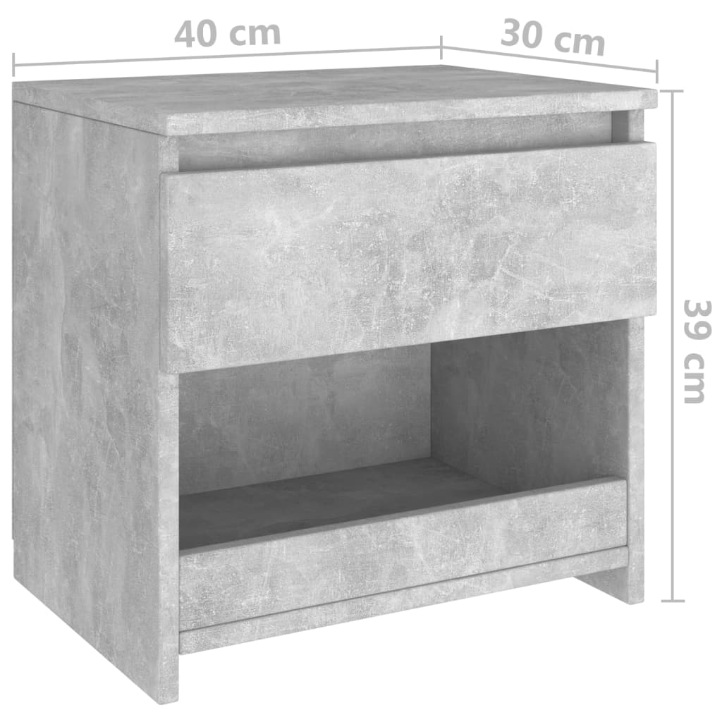 Nattduksbord 2 st betonggrå 40x30x39 cm konstruerat trä