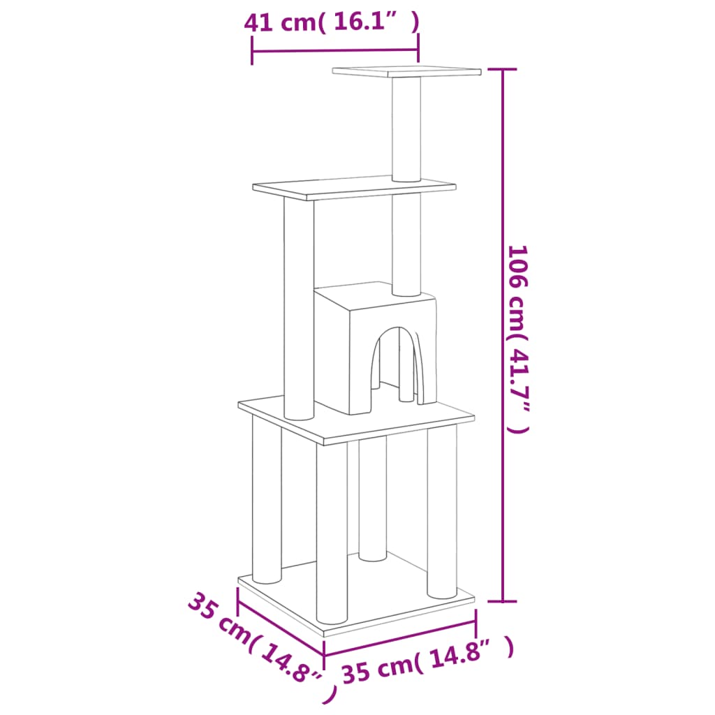 Klösträd med sisalpelare gräddvit 105 cm