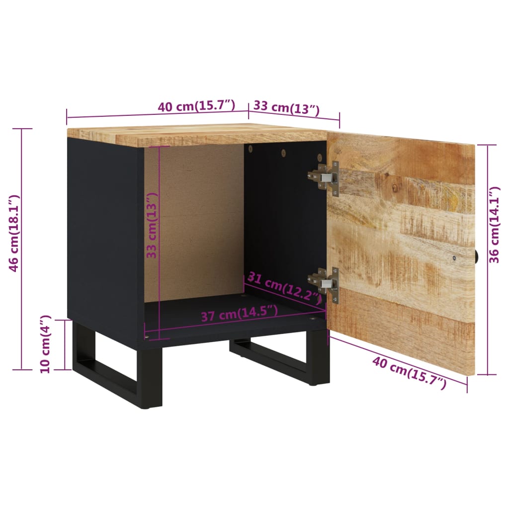 Nattduksbord 40x33x46 cm massivt mangoträ