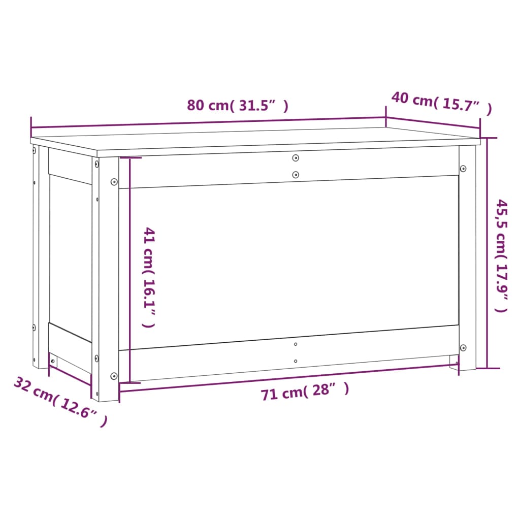 Förvaringslåda grå 80x40x45,5 cm massiv furu