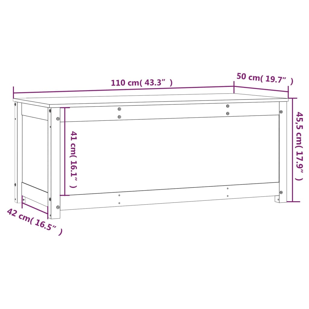 Förvaringslåda honungsbrun 110x50x45,5 cm massiv furu